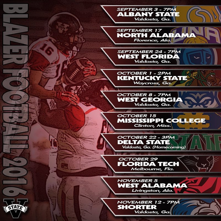2016 football schedule valdosta state university alumni friends ncaa football schedule excel